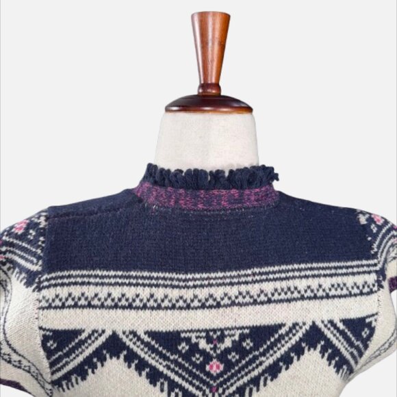 Anthropologie Angel of the North Wool Beige Plum Fringe Poncho Vest Cardigan - Picture 8 of 13